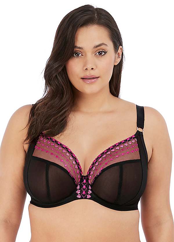 s.Oliver Underwired Floral Lace Padded Plunge Bra