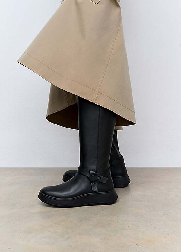 FitFlop F-Mode Folded-Knot Flatform Tall Stretch Boots Grattan