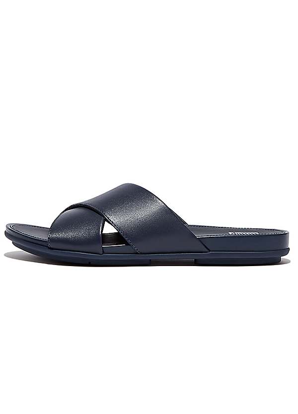 Fitflop Midnight Navy Gracie Leather Cross Slides Grattan