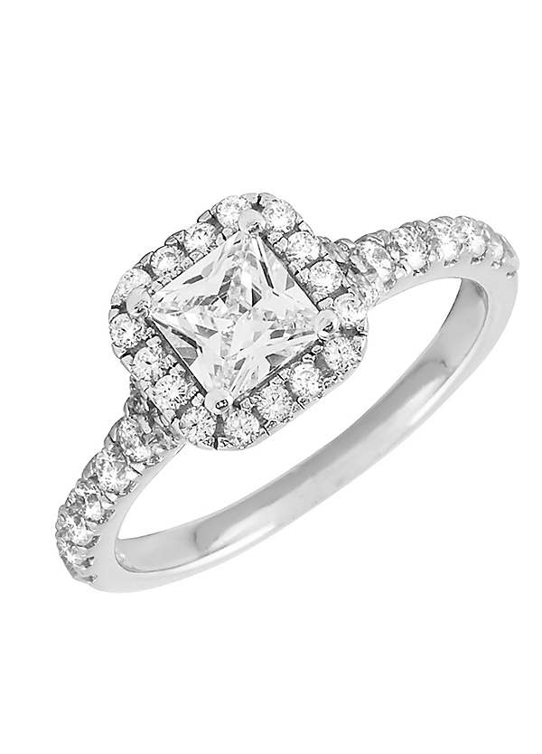 Sterling silver cubic on sale zirconia halo ring