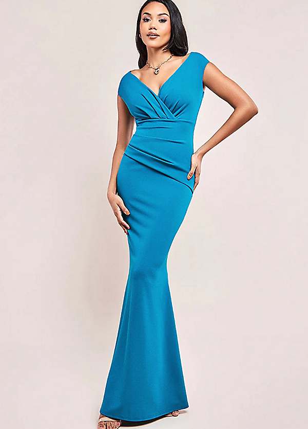 strapless open back dress Wholesale Bardot Sequin Pleated Maxi Dress – City Goddess main image 1