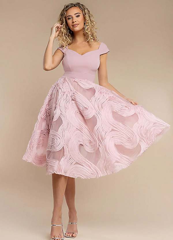 Goddiva Scuba & Textured Chiffon A Line Midi Dress | Grattan