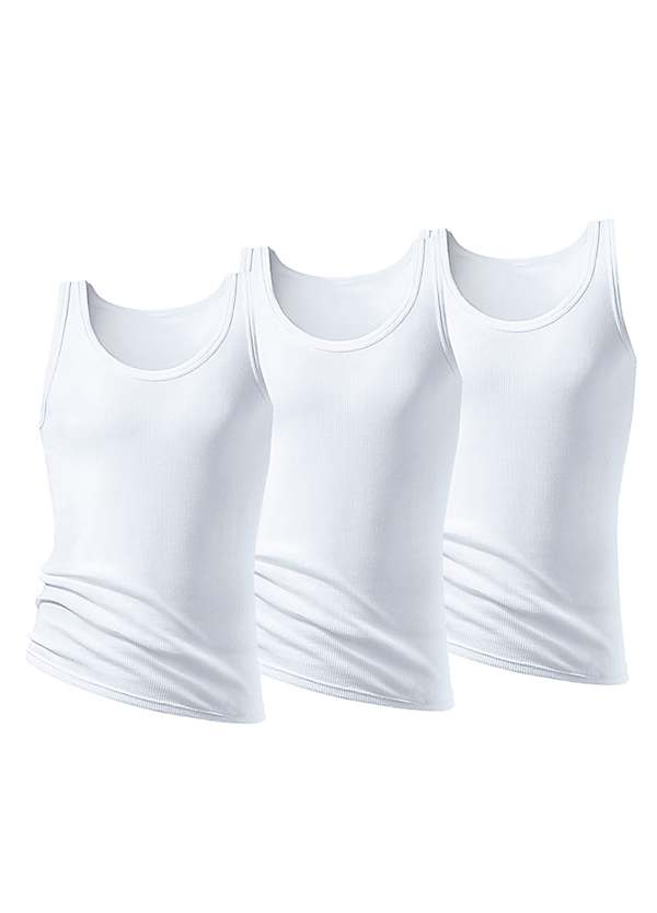 H.I.S Men's Pack of 3 Double Rib Tank Tops