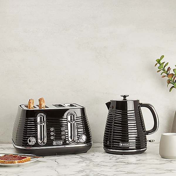 Haden Devon Black Twin Pack Kettle Slice Toaster Grattan