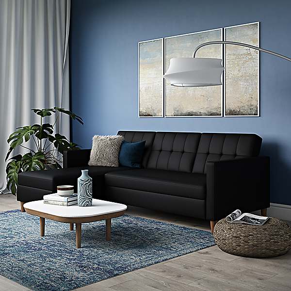 Blue faux deals leather couch