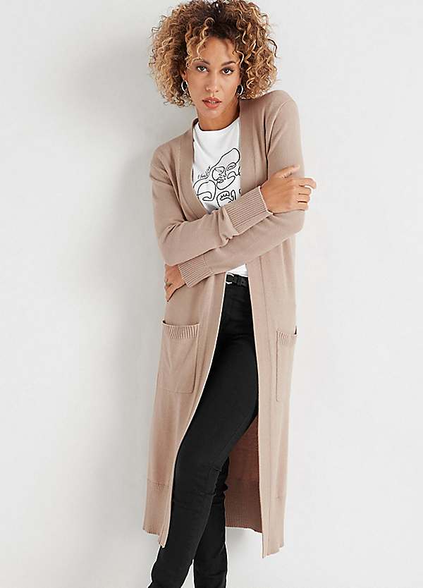 Beige shop longline cardigan