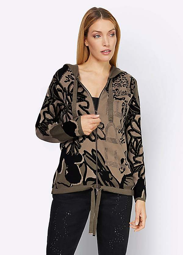 Heine Hooded Jacquard Print Cardigan Grattan
