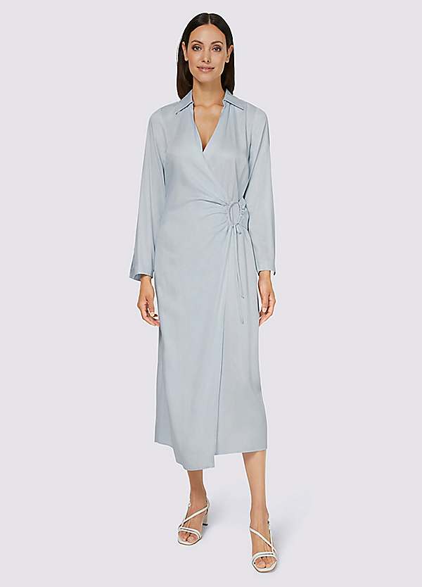 sachin and babi light blue dress Long Sleeve Chiffon Wrap Dress
