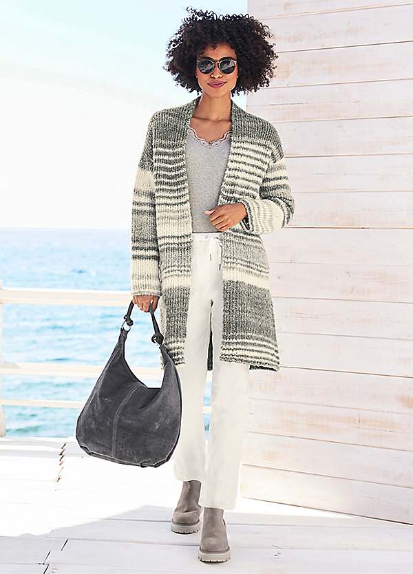 Striped cardigan long sale