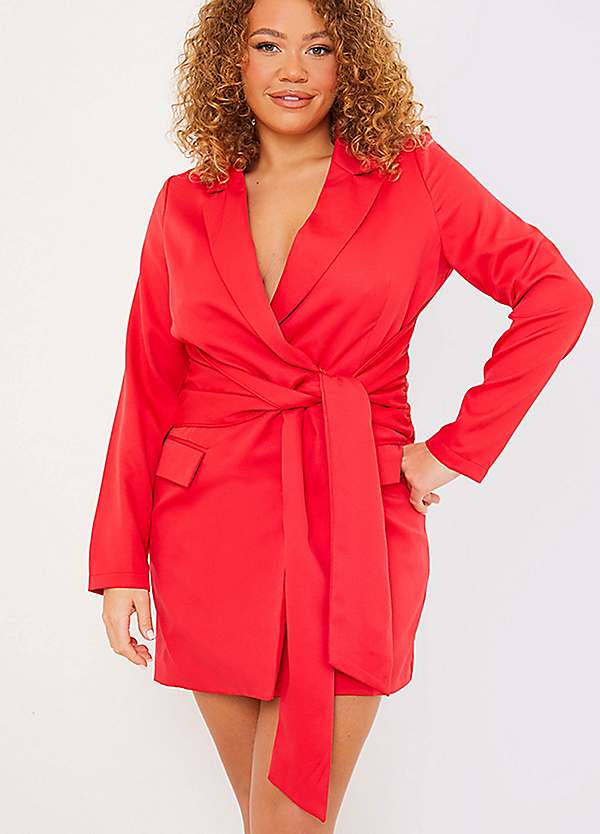 Red belted blazer on sale dress