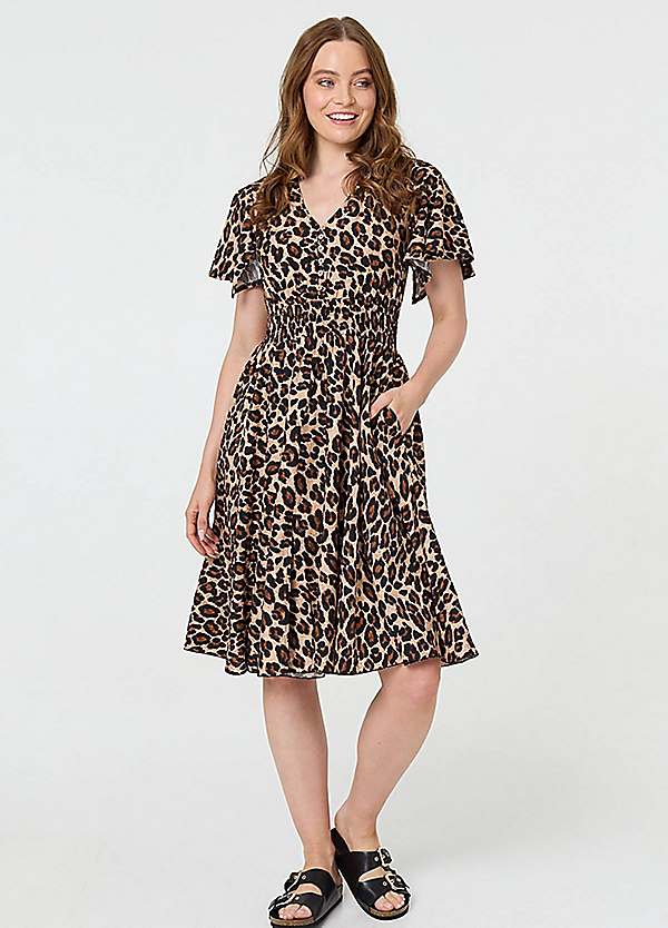 Izabel London Animal Print Shirred Knee Length Dress | Grattan Izabel London Animal Print Shirred Knee Length Dress | Grattan