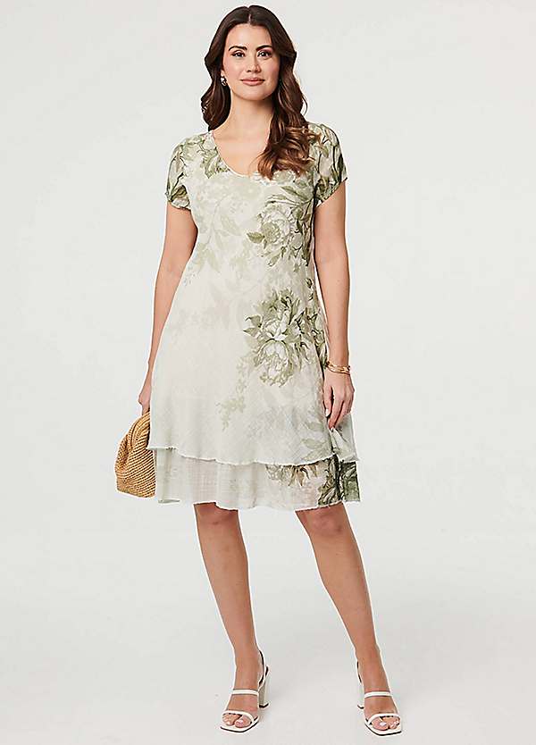 knee length plus size sheath dress Women Plus Size Elegant Overly Shawls Knee Length Midi Dress – JeHouze.US main image 1