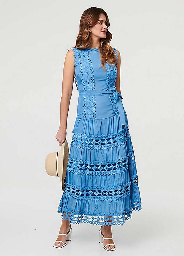 Izabel London Lace Layer Sleeveless Tie Maxi Dress | Grattan