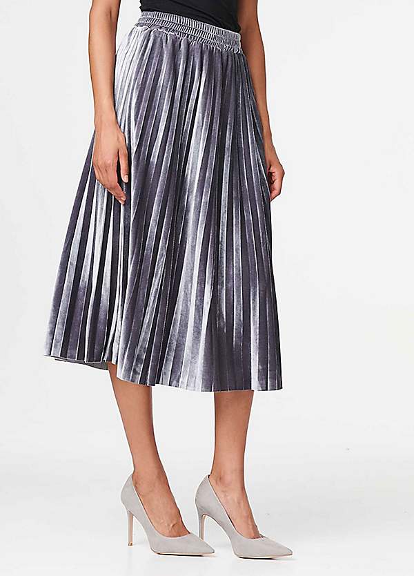 Izabel London Silver High Waist Pleated Midi Skirt Grattan