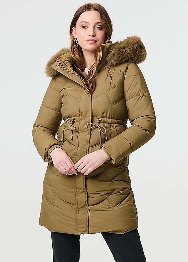 Tan puffer coat on sale