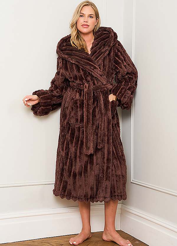 womens brown dressing gown Jim Jam The Label Plush Designed with a premium Holiday Dress BOOK A RENTAL OR A POSTAL TRY ON:RENT medieval brown robe ASOS DESIGN mesh exposed