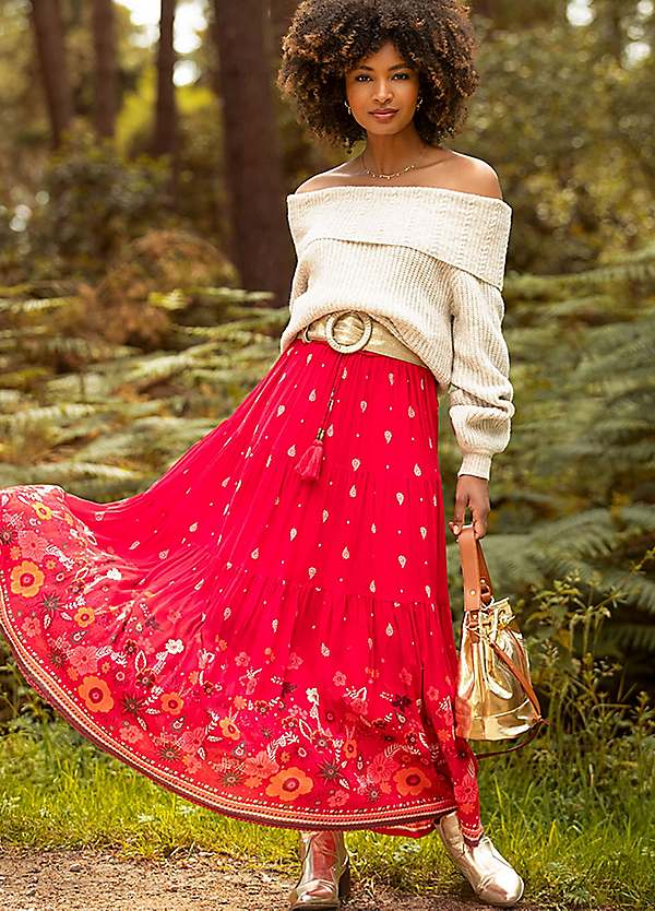 Maxi skirt outlet red