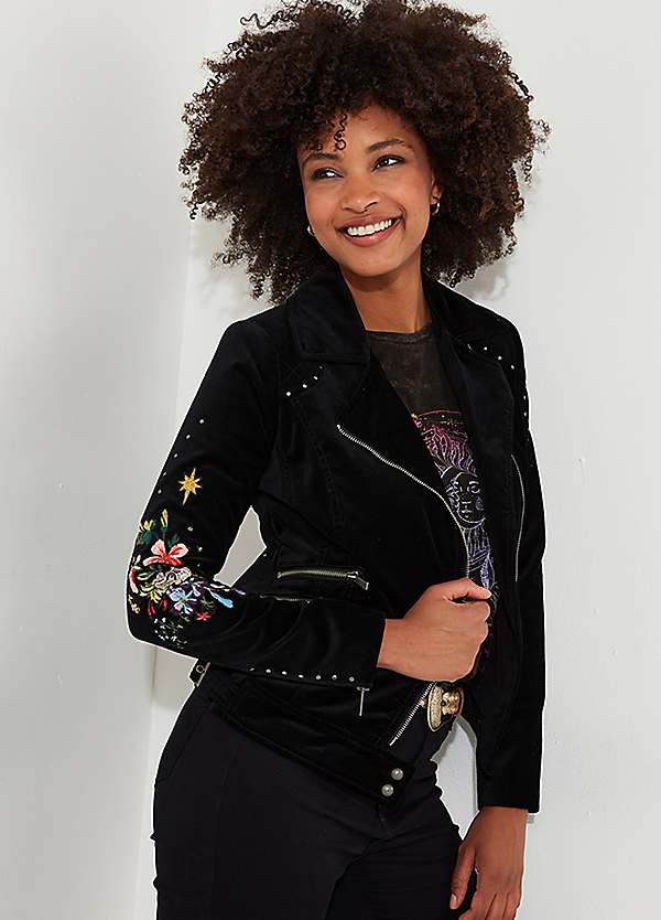 Joe Browns Boutique Wild and Free Embroidered Velvet Jacket | Grattan