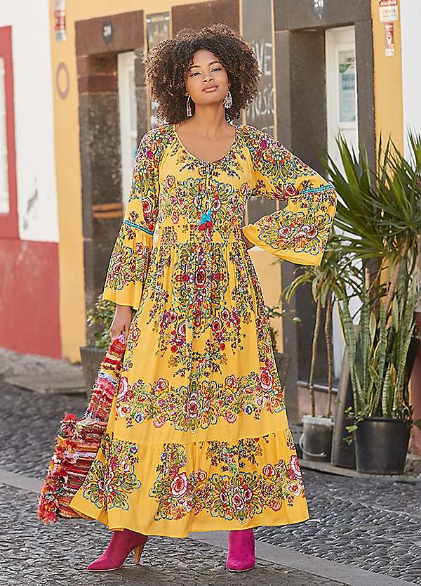 Boho yellow maxi on sale dress