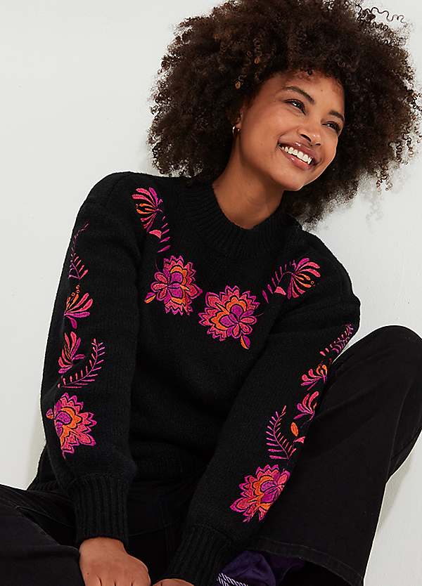 Joe Browns Floral Embroidered Jumper with Oversized Sleeves | Grattan