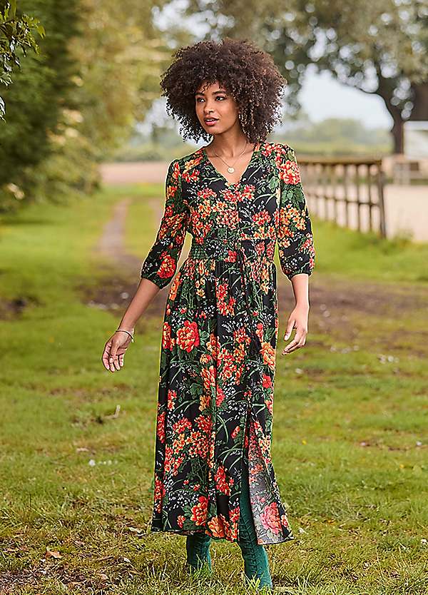 joe browns floral dress Joe Browns WF324A Purple Florence Floral Jersey Dress Experience Boutique