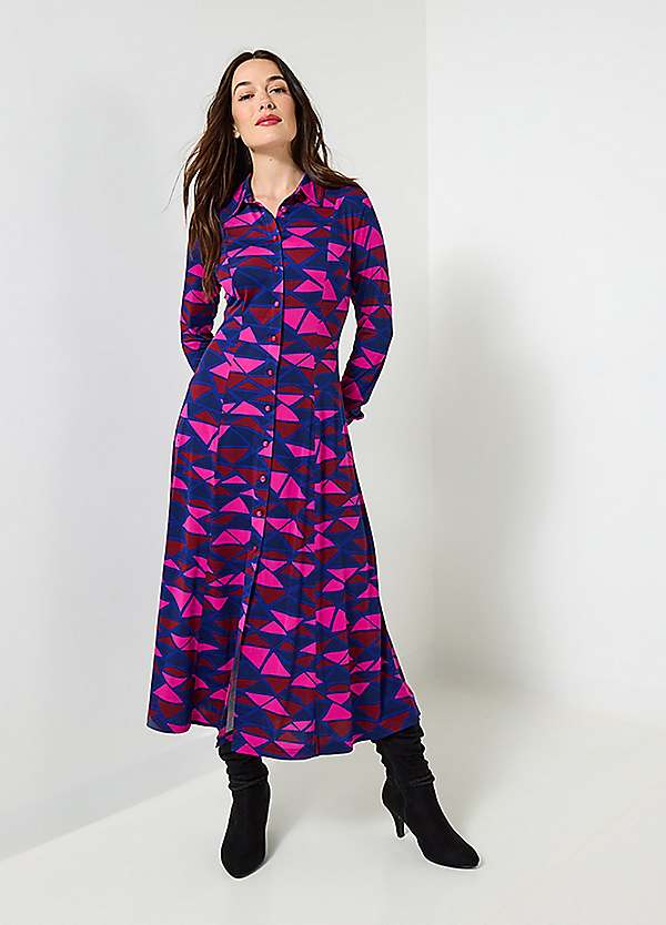 Joe Browns Retro Style Geo Print Midi Shirt Dress | Grattan Joe Browns Retro Style Geo Print Midi Shirt Dress | Grattan