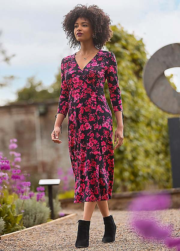 Joe Browns Ruched Tie Sleeve Floral Wrap Dress Grattan