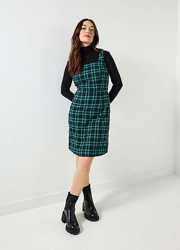gucci black mini dress XS-Sm 60s Mod Plaid Trompe L'oeil Pinafore Mini Dress – Flying Apple Vintage main image 1
