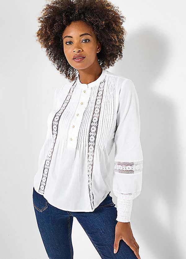 Joe Browns White Lace Trim Blouse | Grattan