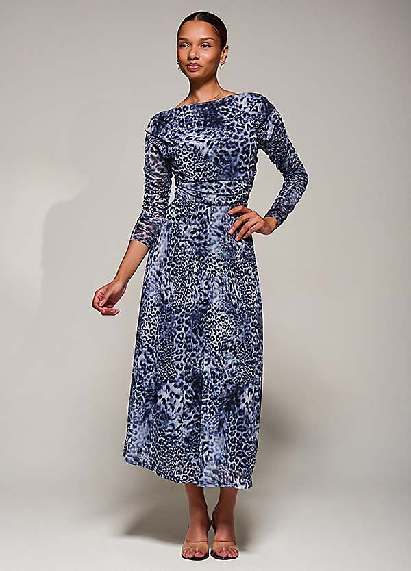 midi dress with bow straps Arielle Bow Strap A-Line Midi Formal Dress