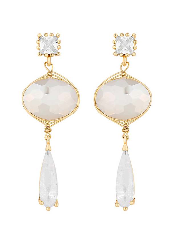 Jon Richard Gold Plated Opal Wire Wrapped Drop Earrings Grattan