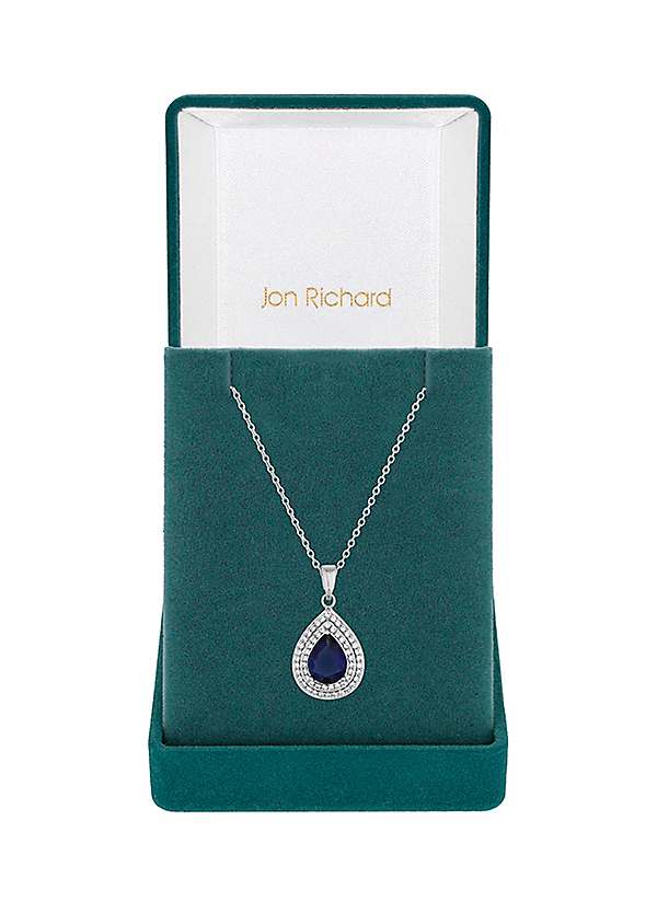 Jon Richard Rhodium Plated Blue Montana Cubic Zirconia Pendant