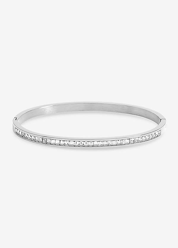Jon Richard Sterling Silver Plated Stainless Steel Crystal Row