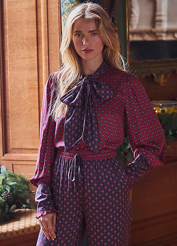 Joules Everly Tie Neck Blouse | Grattan