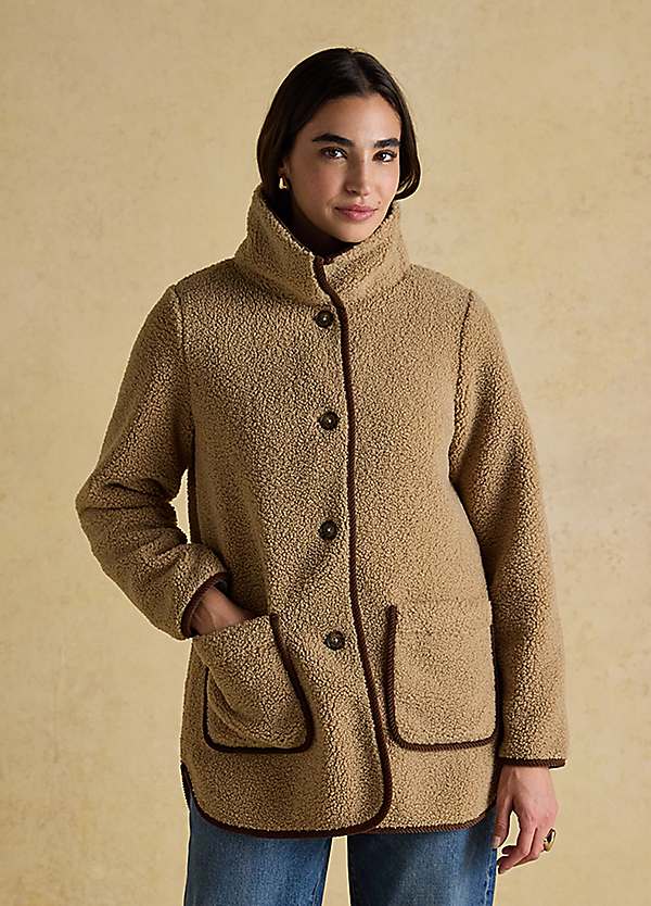 Joules Sadie Taupe Longline Fleece Jacket | Grattan Joules Sadie Taupe Longline Fleece Jacket | Grattan
