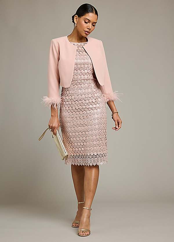 Kaleidoscope Blush Lace Dress Jacket Grattan