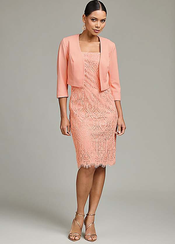 Kaleidoscope Coral Lace Dress & Jacket | Grattan