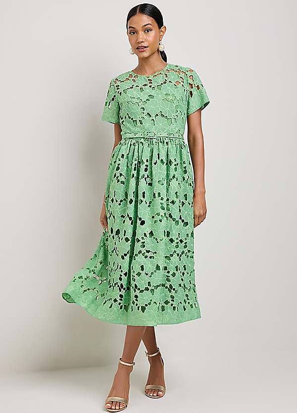 Kaleidoscope Green Lace Midi Dress | Grattan Kaleidoscope Green Lace Midi Dress | Grattan