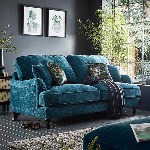 The range blue on sale velvet sofa