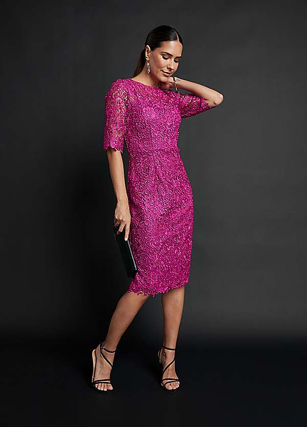 Kaleidoscope Magenta Lace Shift Dress Grattan