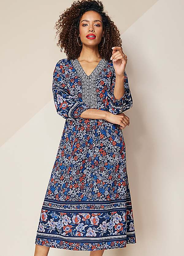 Navy boho outlet dress