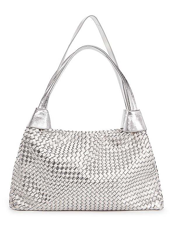 Kaleidoscope Silver White Metallic Weave Shoulder Bag