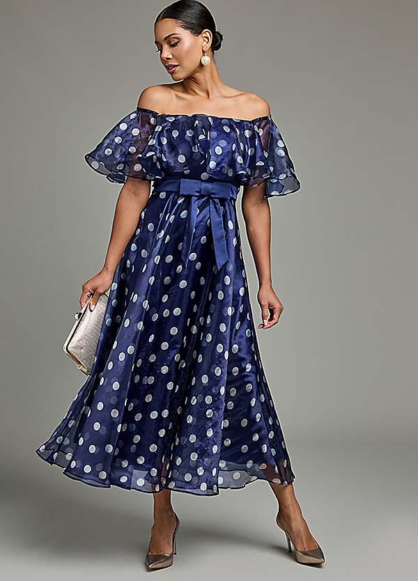 Kaleidoscope Spot Print Bardot Prom Dress | Grattan
