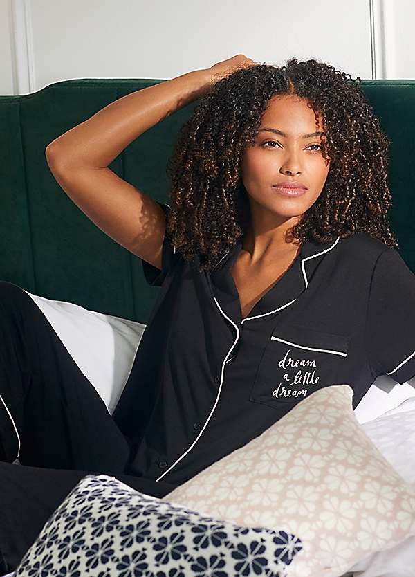 Kate Spade Black Modal Cropped Pyjamas Set Grattan