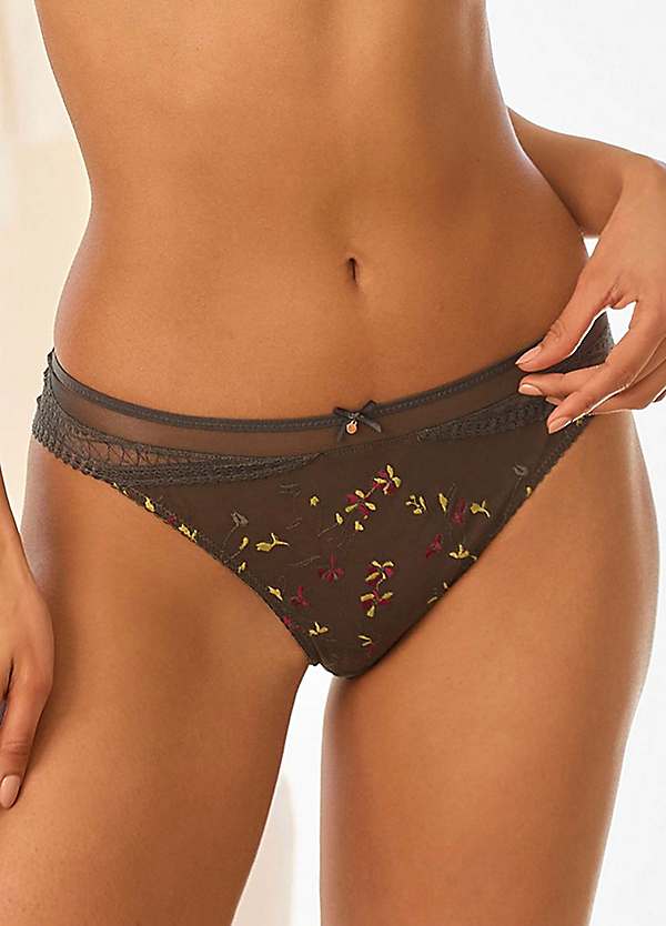 LASCANA Floral Embroidered Mesh Briefs