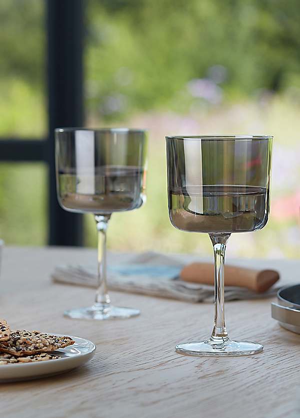 wine glass glassware Hand-Painted Lavender Wine Glasses - Stemless Set