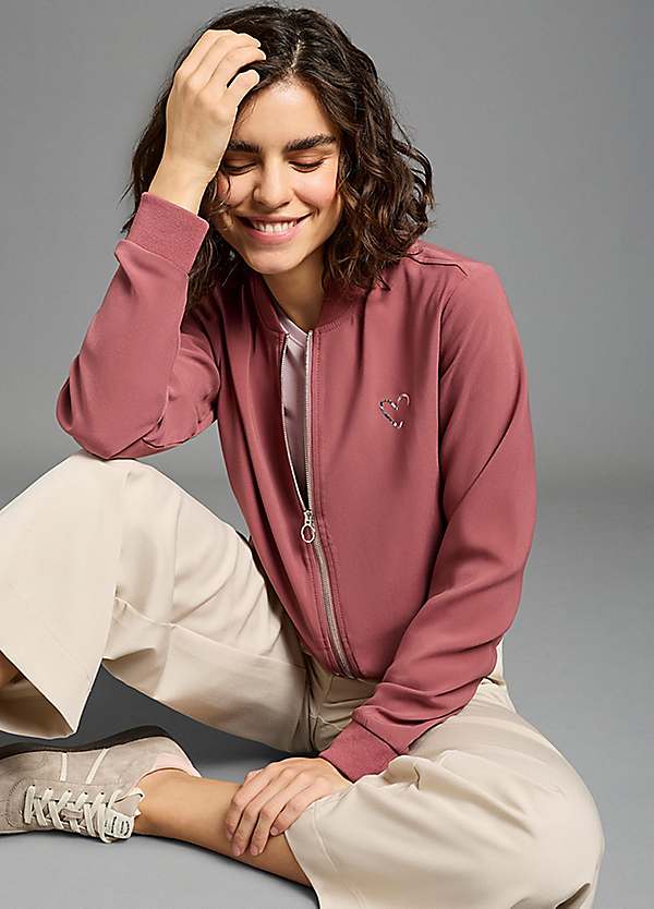 Laura Scott Heart Print Bomber Jacket | Grattan