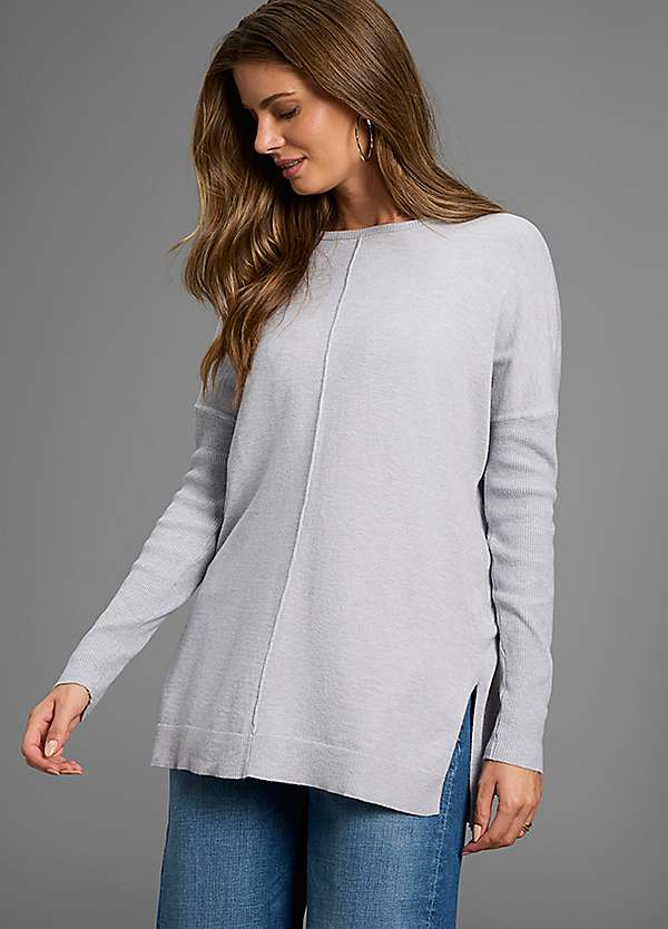 トップス Andequal slit design over sweat Laura Scott Side Slit Oversized Longline Jumper | Grattan
