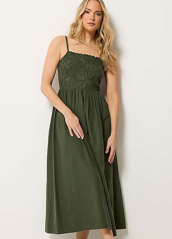 knee length dresses for ladies Linen Maxi Dress for Tall Women | Off-Shoulder