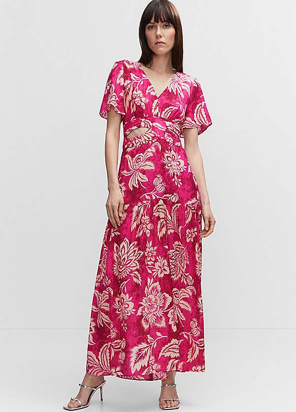 mango red floral dress Mango Floral Print V-Neck Dress